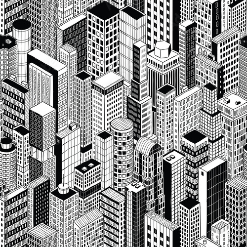 Skyscraper City Seamless Pattern - medium