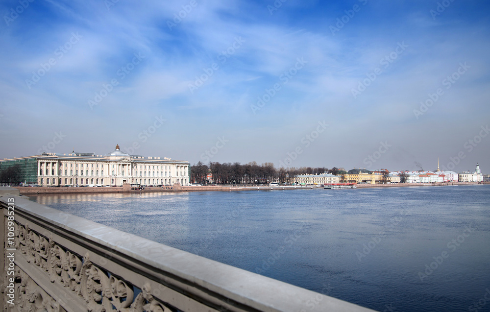 Naklejka premium landscape of St. Petersburg from bridge