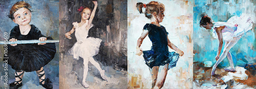 Fotografia oil painting, girl ballerina