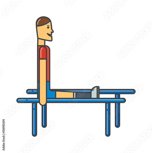  Gymnastics with man at parallel bars sport female training vector.