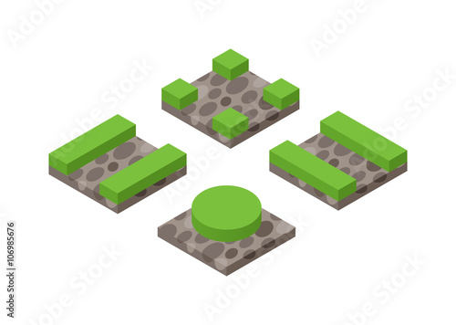 Isometric 3d land agriculture landscape vector illustration