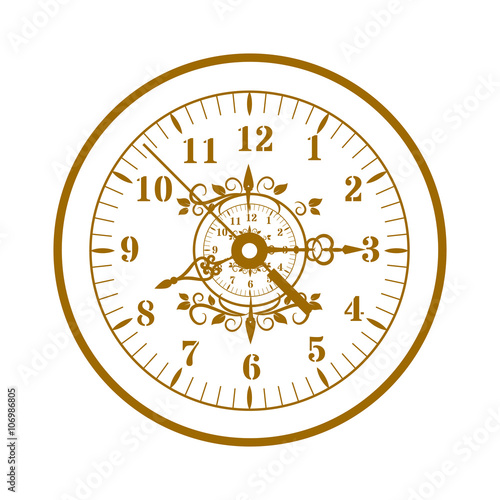 Watch face antique clock vector illustration. 