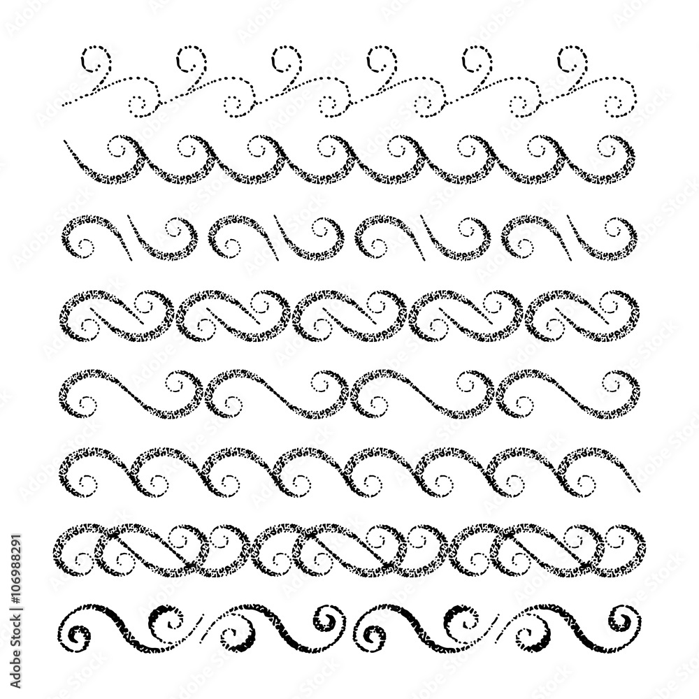Set of hand drawn swirls. Set of hand drawn swirls.