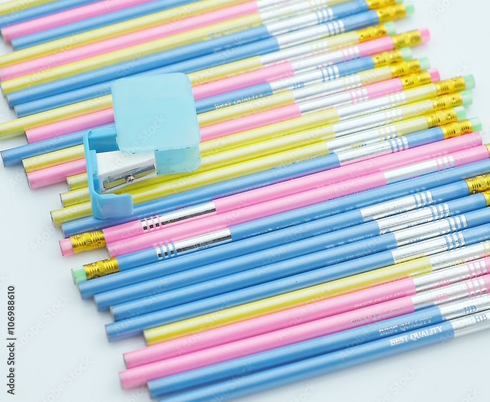 Naklejka premium Wooden pencil on a white background