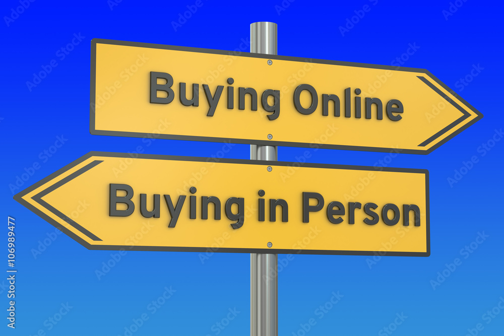buying online or buying person concept, 3D rendering buying online or buying person concept, 3D rendering