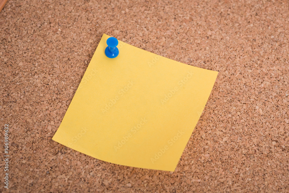 Yellow blank note papers with pin Yellow blank note papers with pin