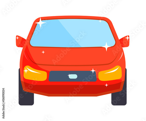 Generic red car luxury design flat vector illustration isolated on white. 