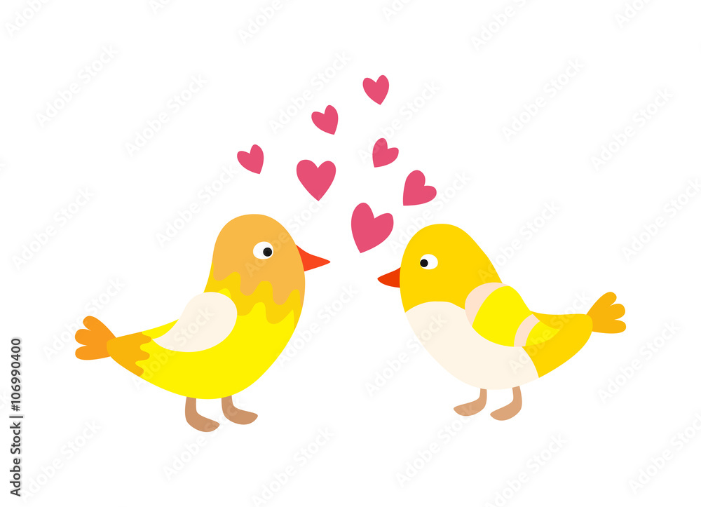 Couple of cute love birds nature sweet comic cartoon vector.