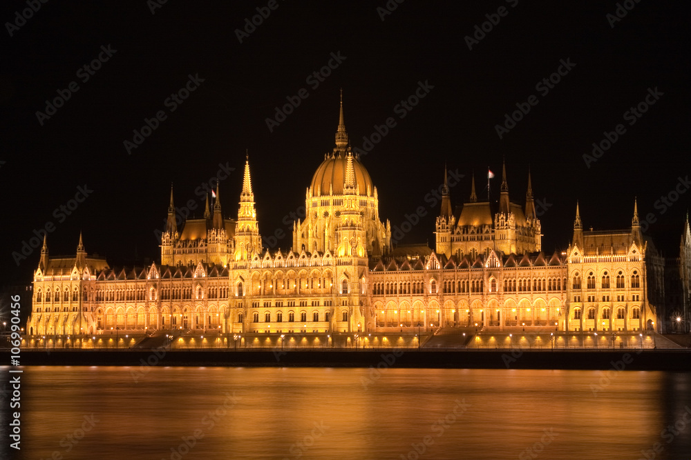 Parliament in Budapest illuminated