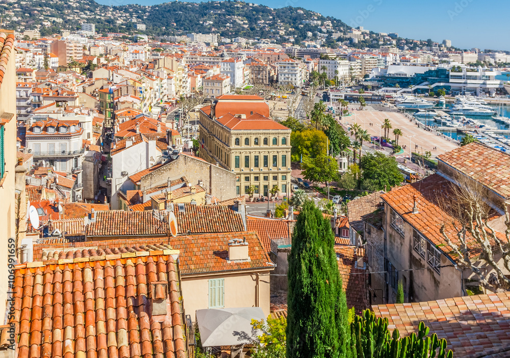 Panoramic view of Cannes, France.