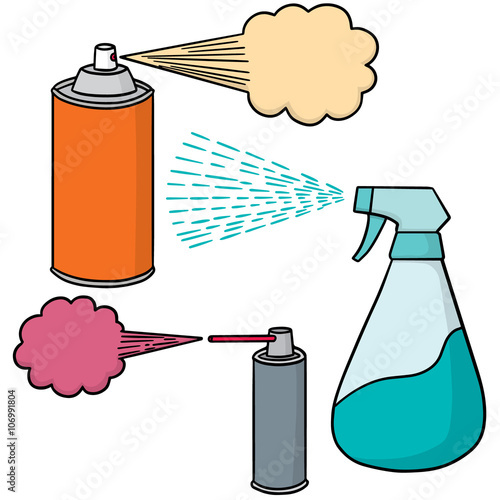 vector set of spray can and bottle
