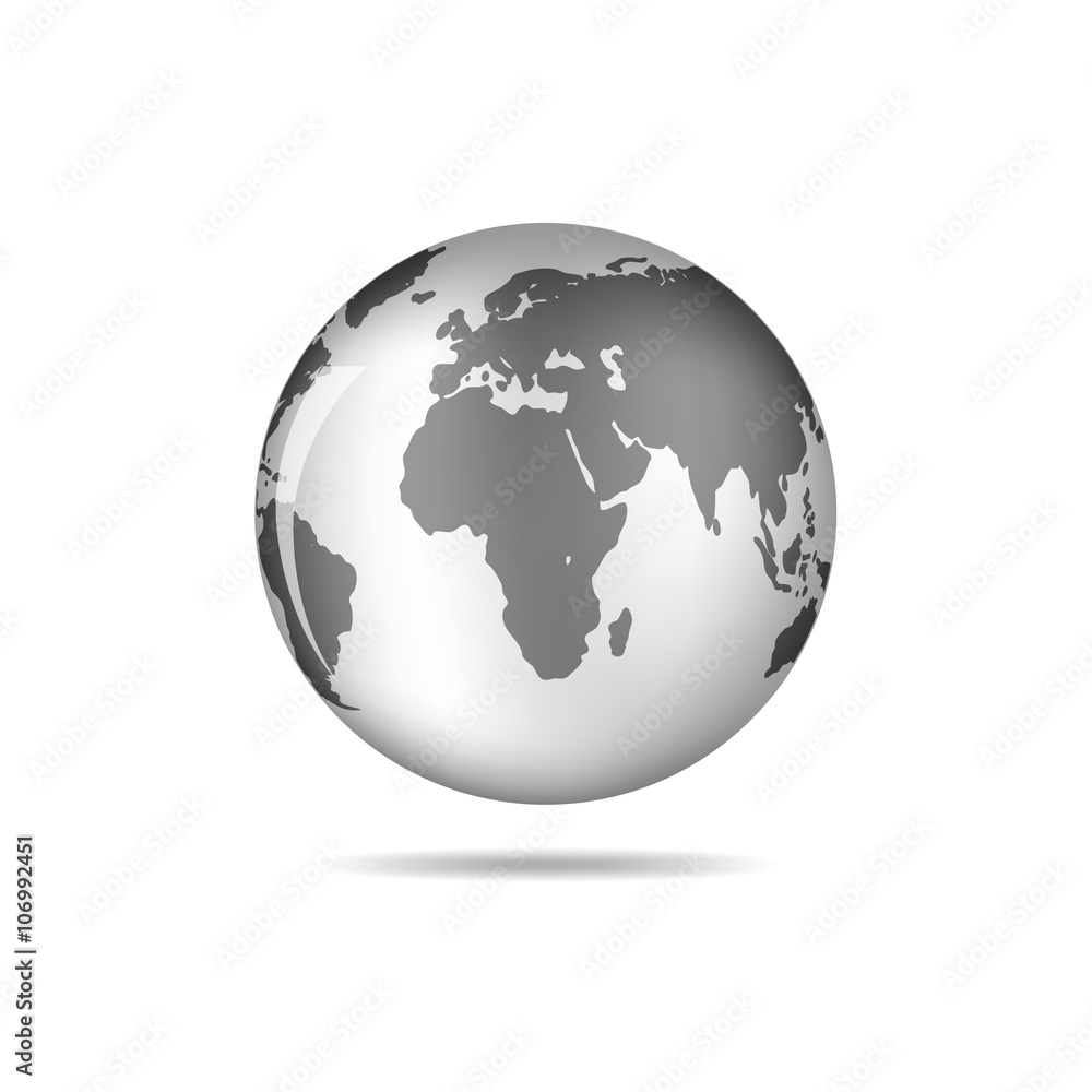 Black Globe Earth Icon - vector illustration.