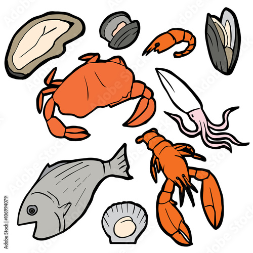 vector set of seafood