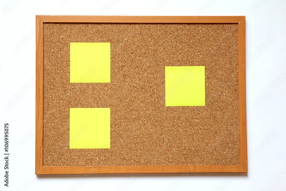 Fototapeta premium Cork board with paper note placed on white background