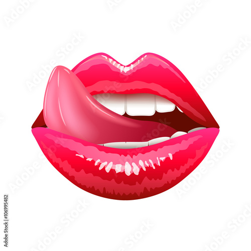 Lips with tongue isolated on white vector