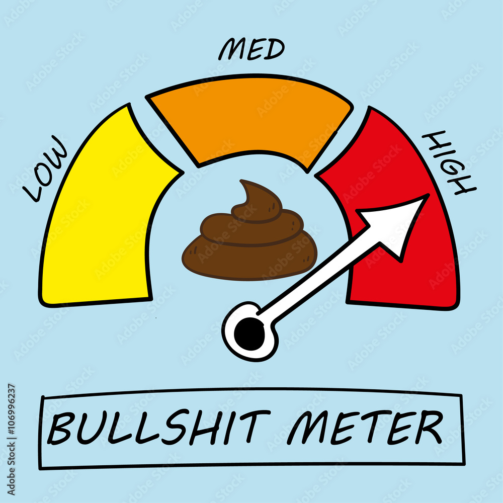 Vector illustration of a meter detecting levels of bullshit at low