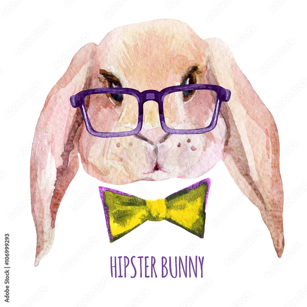 Illustrazione Stock Rabbit head in glasses | Adobe Stock
