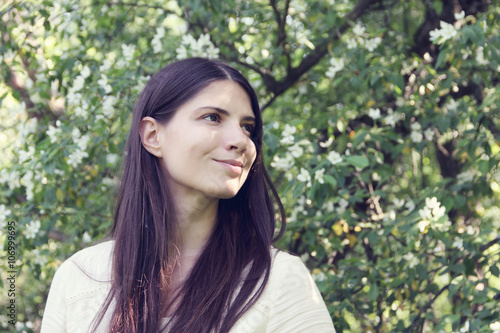 Woman and spring flowers