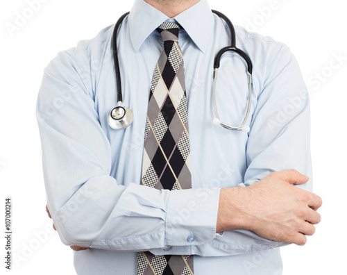 Doctor with stethoscope, isolated