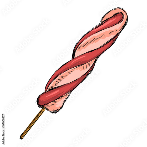 Vector Single Color Sketch Ice Cream