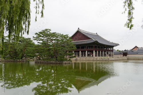 Gardens in Gwanghwamun Seoul Royal Palace. South Korea