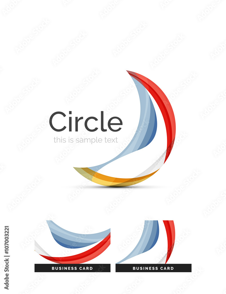 Circle logo. Transparent overlapping swirl shapes. Modern clean business icon Circle logo. Transparent overlapping swirl shapes. Modern clean business icon