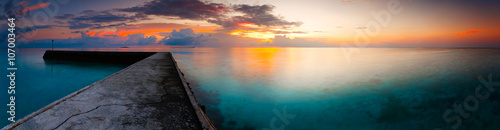 fantastic panorama dramatic dawn landscape sea beach tropical island Maldives