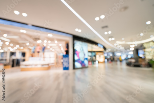 Blurred, defocused background of modern department store photo
