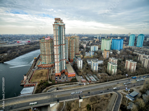 Aerial view of Schukino district in Moscow, Russia photo