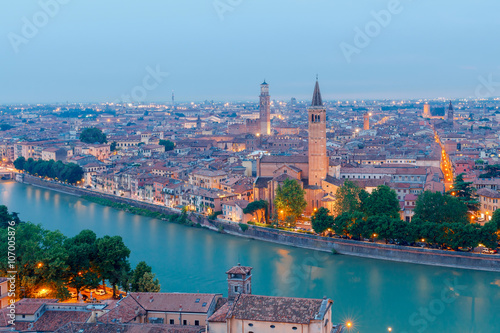 Verona. Aerial view of the sunset.