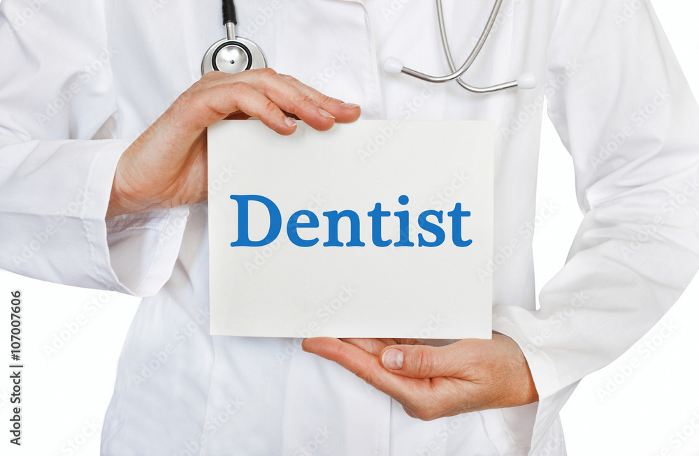 Dentist card in hands of Medical Doctor Dentist card in hands of Medical Doctor