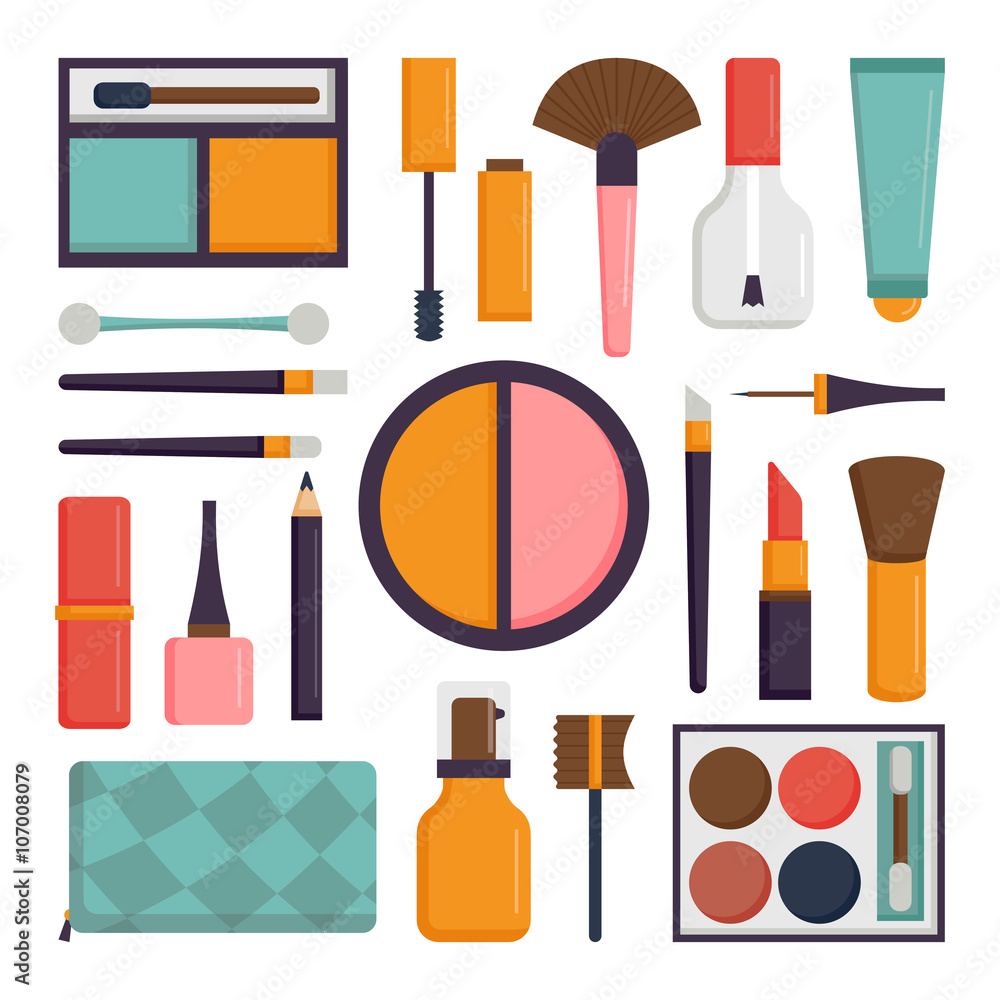 Vector set make up brushes and beauty fashion cosmetic icon. Vector set make up brushes and beauty fashion cosmetic icon.