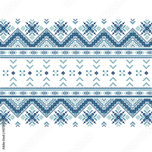Set of Ethnic ornament pattern in blue colors