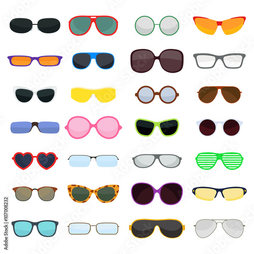 Vector fashion glasses isolated on white background.