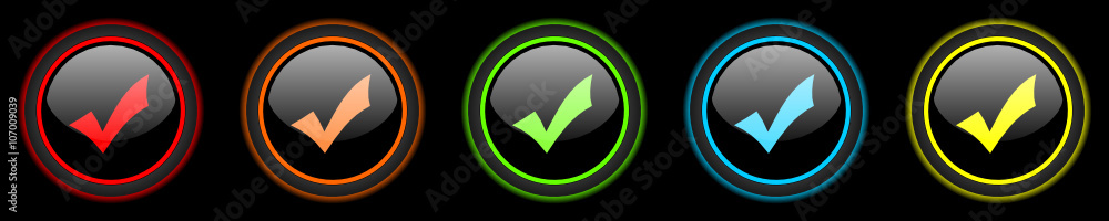 mark vector icons set on black background mark vector icons set on black background