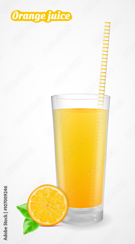 Orange juice in a glass. Vector illustration. Orange juice in a glass. Vector illustration.