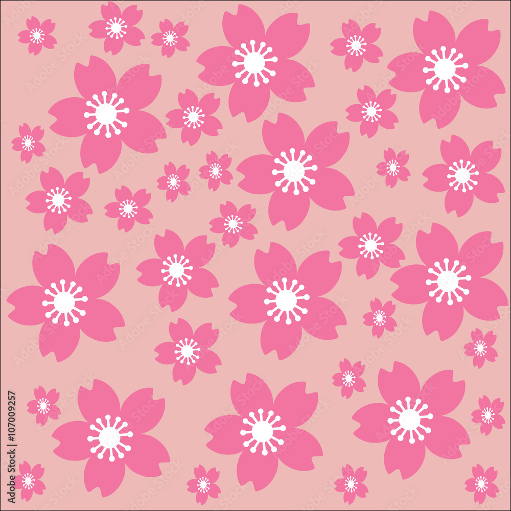 Cherryblossom sketch style with pink lobe and white petal seaml Cherryblossom sketch style with pink lobe and white petal seaml