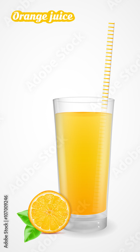 Orange juice in a glass. Vector illustration.