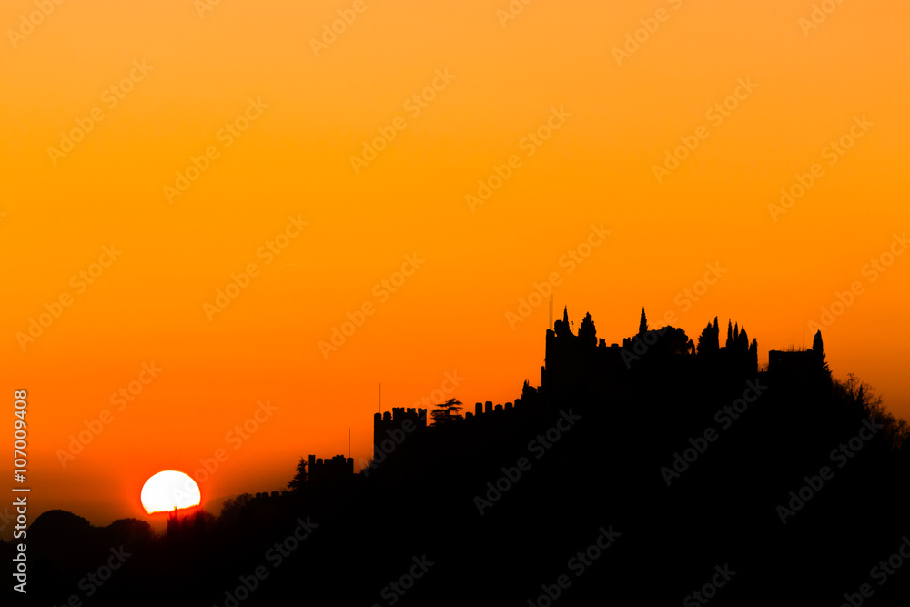 Castle silhouette at sundown Castle silhouette at sundown
