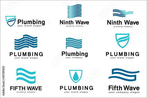 Logo design for plumbing company. Vector templates logos plumbing with text. Recommended for the logos of companies associated with sanitary ware, plumbing 