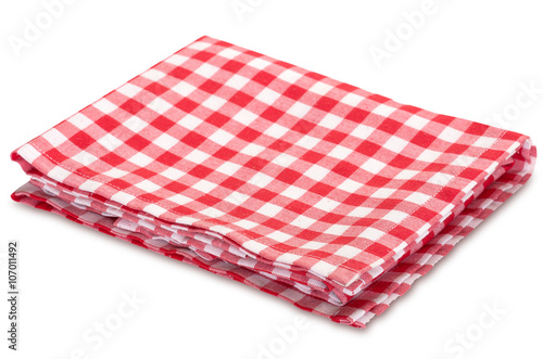 Kitchen red picnic horizontal clothes isolated on white.