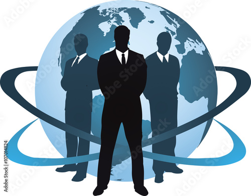 vector globe and businessman silhouette