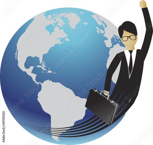 business man on globe vector