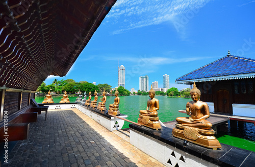 The Statues Of Seema Malakaya At The Gangarama Temple In Beira Lake, Seema Malakaya Is The One Of Beautiful Religious Structures In Colombo  photo
