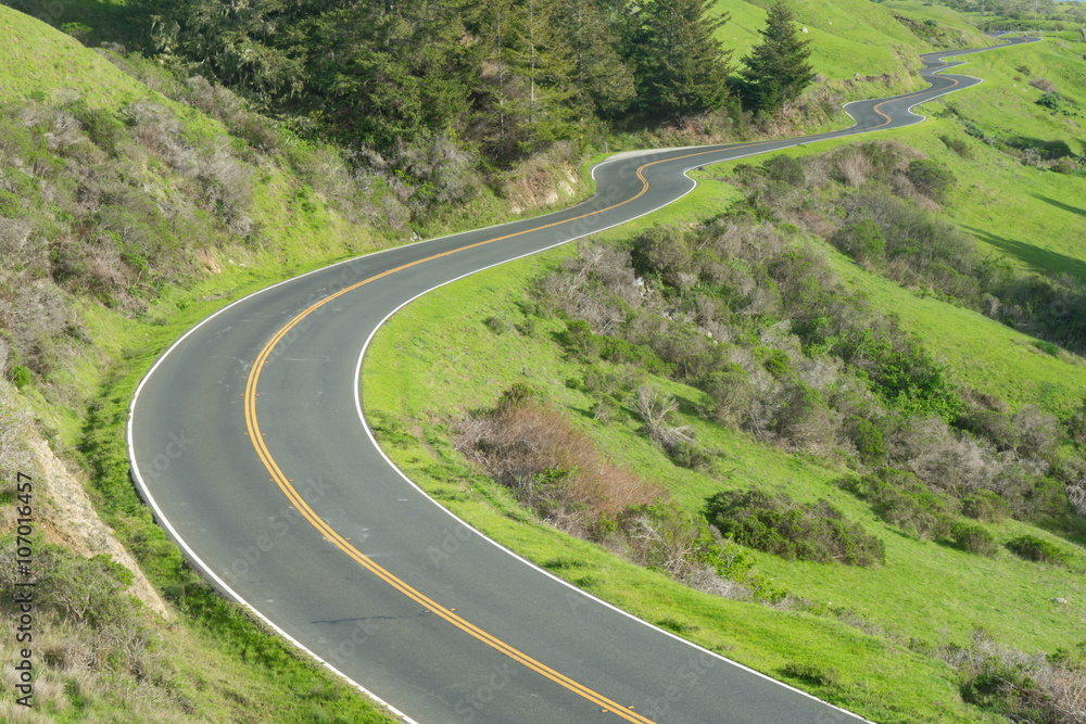 Long, Winding road along the Pacific Coast Highway