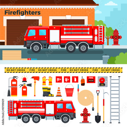 Fire-engine waiting on the street