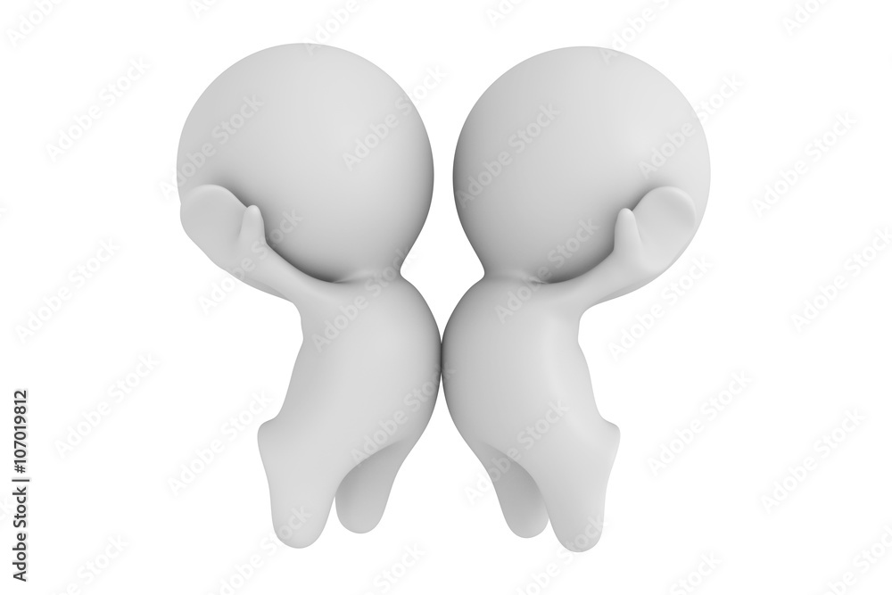 white 3d human characters happily chest bumping white 3d human characters happily chest bumping