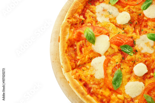 Margherita pizza, isolated on white