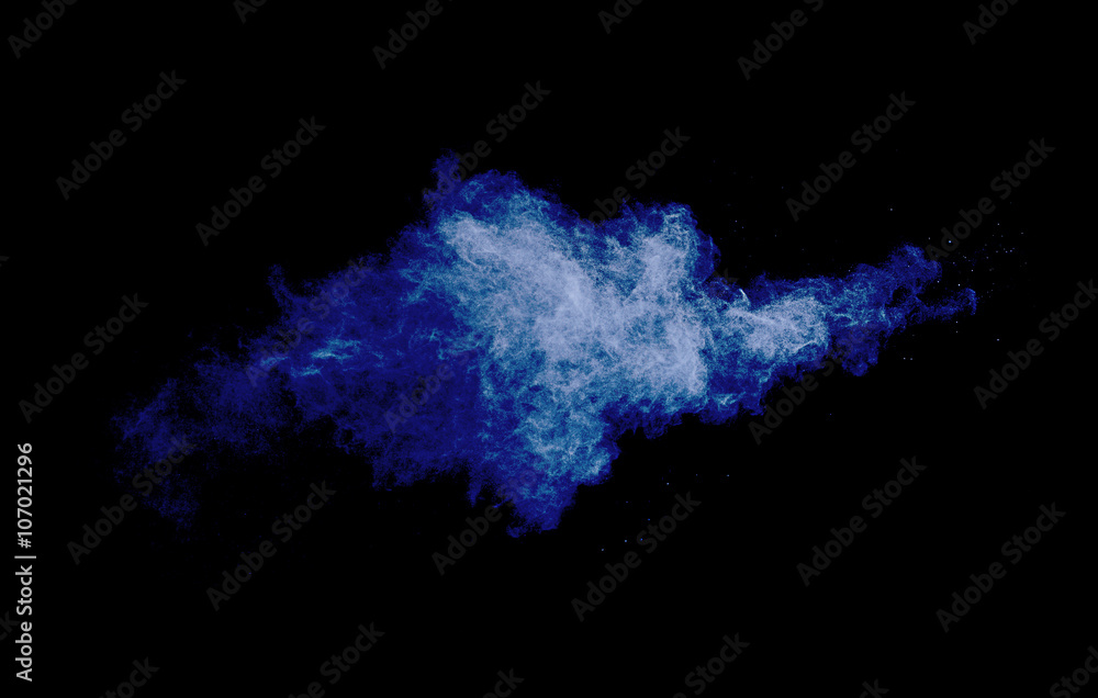 Fototapeta premium Cloud of powder on dark blue background