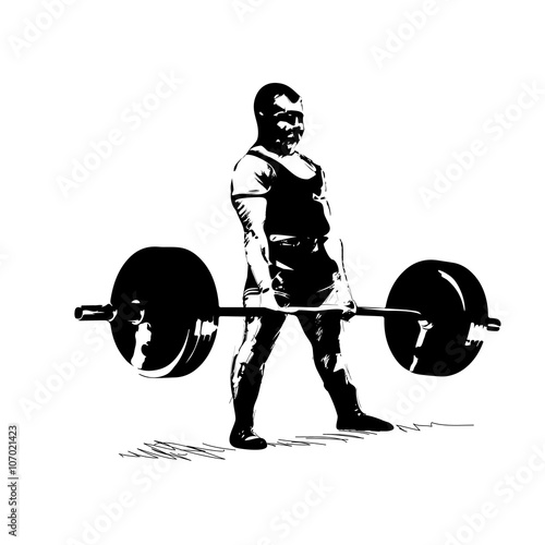 man with barbell deadlift
